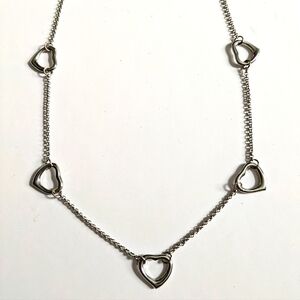 Vintage Silver Tone Necklace Open Hearts Chain Adjustable 18" to 21" Boho Chic